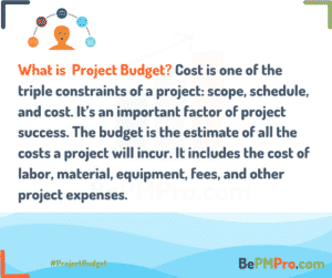 Cost is one of the triple constraints of a project: scope, schedule, and cost. It’s an important factor of project success. The budget is the estimate of all the costs a project will incur. – TcatcC5zgeNa5F8T5p3i
