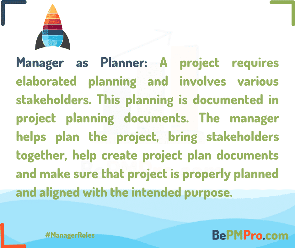 A manager plays the role of a planner. –