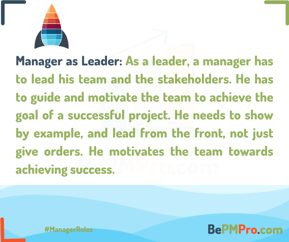 A manager plays the role of a leader. –